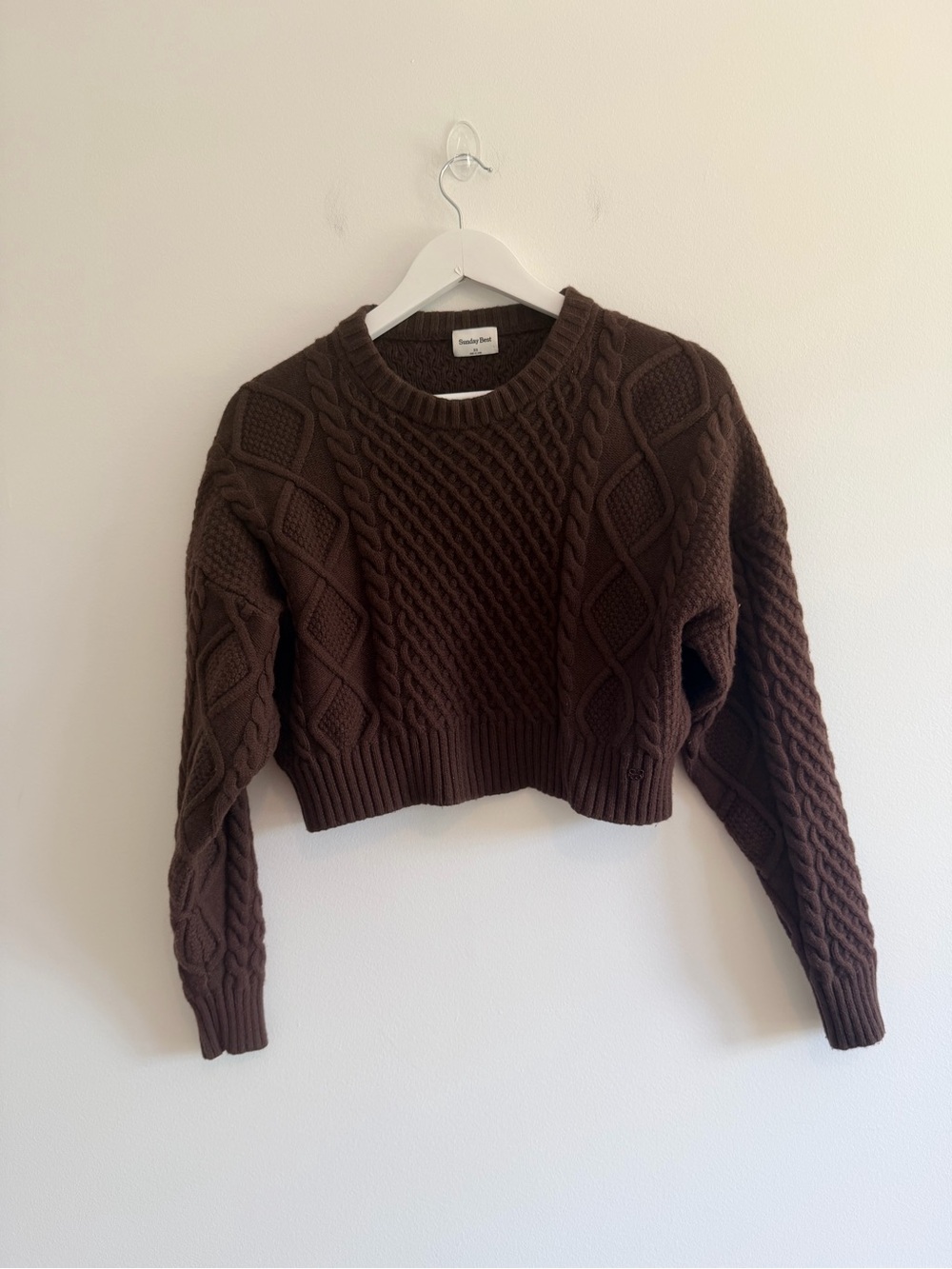 Aritzia Sunday Best cropped knit sweater- brown